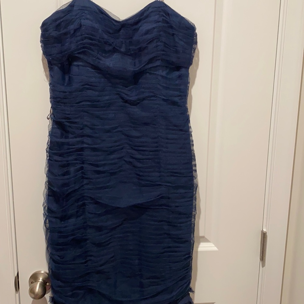 Js Collection, Navy Blue Fishtail Gown , Size 10 - image 1